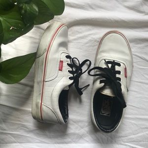 White Textured Leather Vans Era